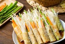 Tàu hũ ki cuộn nấm rau củ